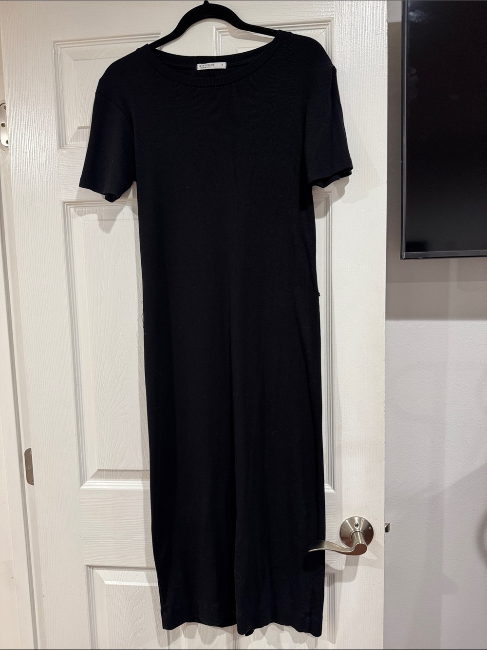 Stateside Black Short-Sleeve Midi Tee Dress size s